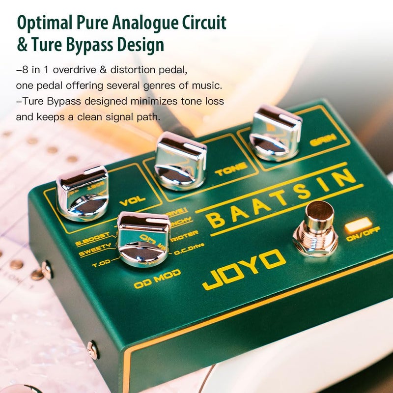 JOYO Pure Analog Overdrive & Distortion Multi Effect Pedal R Series 8 Classic OD/DS Sounds for Electric Guitar (Baatsin R-11) - Image 3